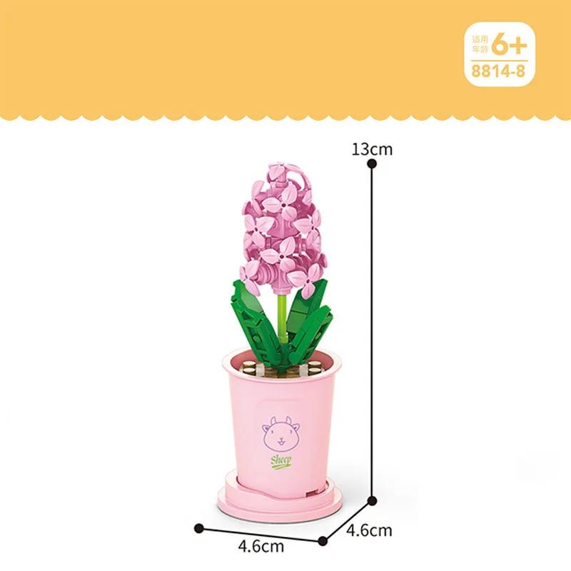 Hot Creative Small Building Block Flower Art Classic Brick Mini Potted Plant Gift For Girls Desk Decoration Simple Assembly Toys
