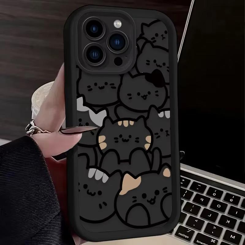 Cartoon Animal Cute Cat Phone Case For iPhone 17 Pro Max 16 15 Pro 14 13 Mini 12 11 XR XS 17Air 16 Plus Soft Silicone Cover