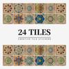 24 European Mandala Flower Tile Stickers: Waterproof, Self-Adhesive PVC for Kitchen & Bathroom Walls