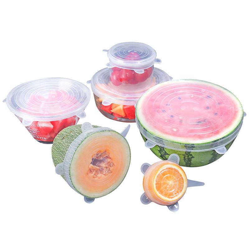 6pcs Reusable Silicone Stretch Lids For Food Bowls - Multifunctional Fruit And Vegetable Fresh-Keeping Cover