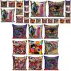 Stylish Colors Graffiti Cushion Covers With Invisible Zipper For Easy Cleaning