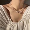 Fashion ice-feeling white crystal glass high transparent round bead necklace versatile simple round bead collarbone chain light luxury women