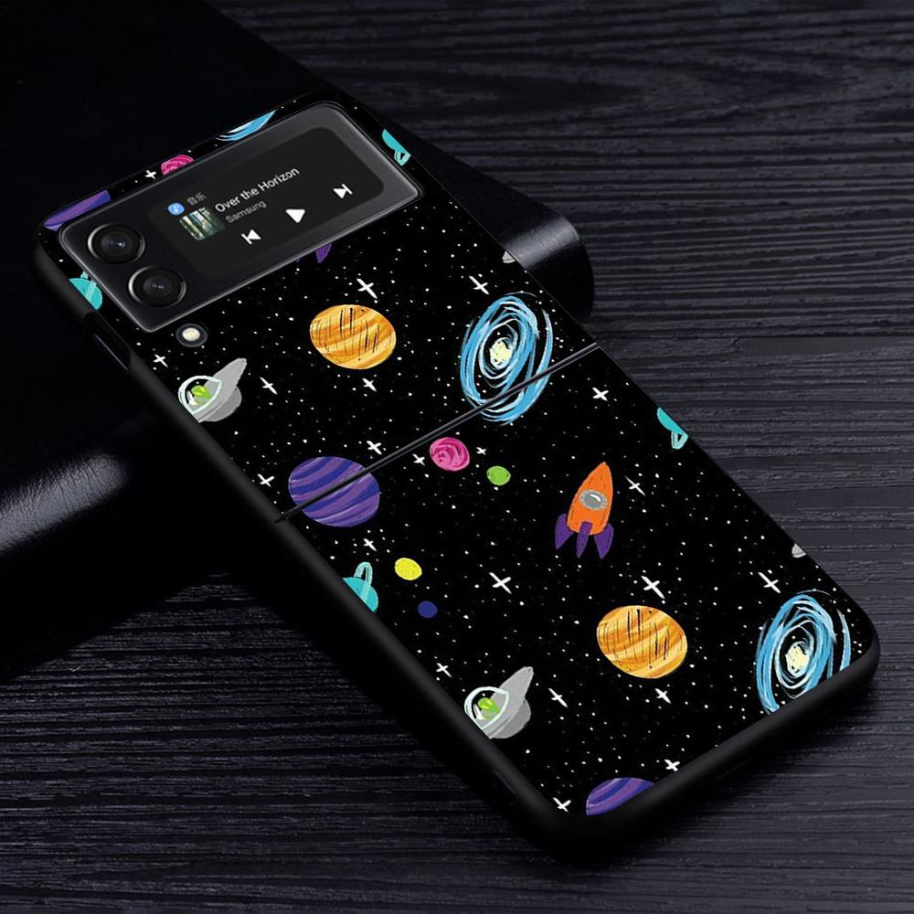 Cell Phone Case for Samsung Galaxy Z Flip3 5G Flip4 Black Coque Z Flip 3 Hard PC Luxury Cover Zflip3 Funda Starry Sky Pattern