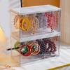 Acrylic Jewelry Organizer with Rails and Hooks Clear Earring Storage Case for Necklaces and Rings Bracelets Holder