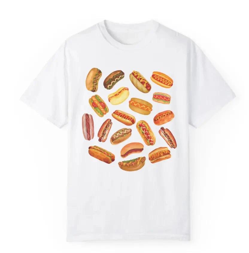 

Retro Hot Dog T-Shirt Vintage Style Graphic Tee Funny Foodie Gift HotDog S