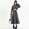 Autumn/Winter Plus Size A-Line Pleated Skirt: High-Waisted, Hip-Covering, Slimming Short Skirt for Petite & Chubby Girls in College Style.