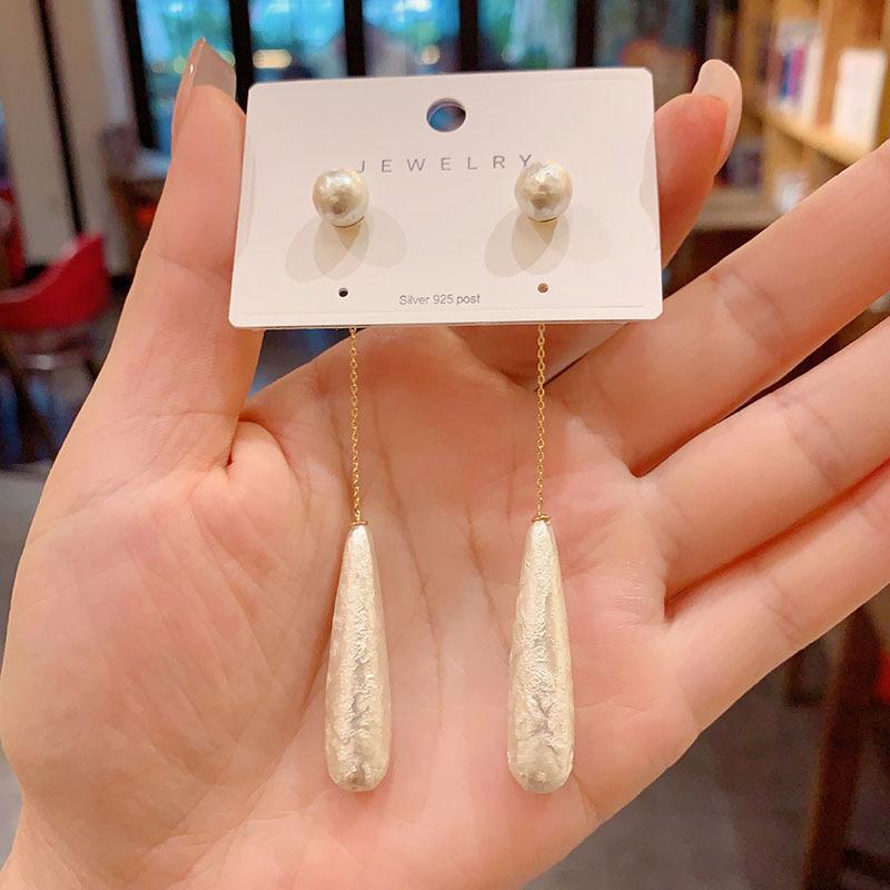 Cotton pearl fringed earrings fashion niche stud earrings personality exaggerated earrings