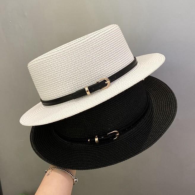 Womens Panama Style Straw Hat With Short Brim For Vacation Sunshade