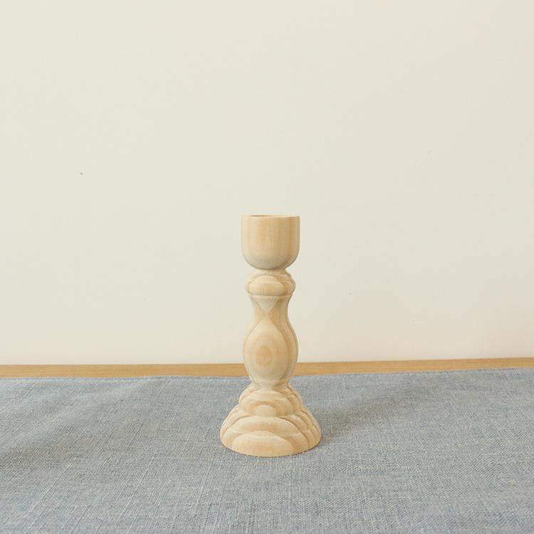 1Pcs Candle Holders Retro Unpainted Wood Classic Craft Candle Holders Wedding Party Home Decorations