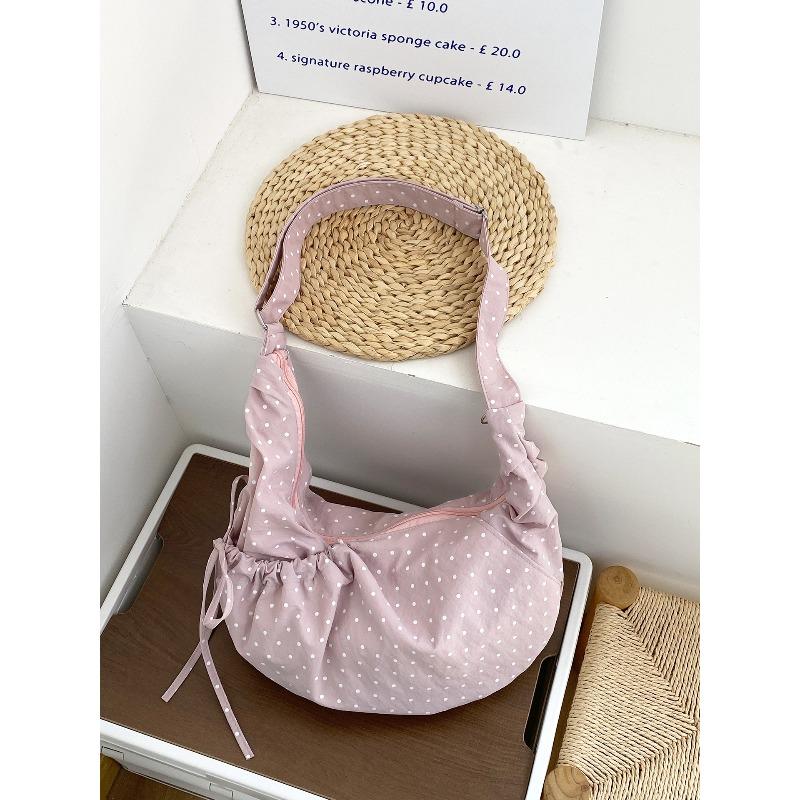 Early spring new small fresh polka dot messenger bag wrinkled croissant bag niche design shoulder bag women