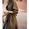 Leather Lace-up Trench Coat Women's, Spring New Women's Medium and Long, Waist Spring and Autumn Women's Clothing