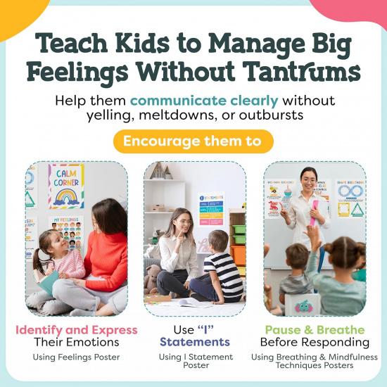 Calm Down Corner Posters – Feelings Chart for Kids, Preschool Classroom Toddler, Quiet Time Area, Coping Skills, Therapy Supplies, Social Emotional