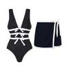 1011 European and American New Fast-selling Black and White V-neck Bow Hollow One-piece Swimsuit Female Thin 11191