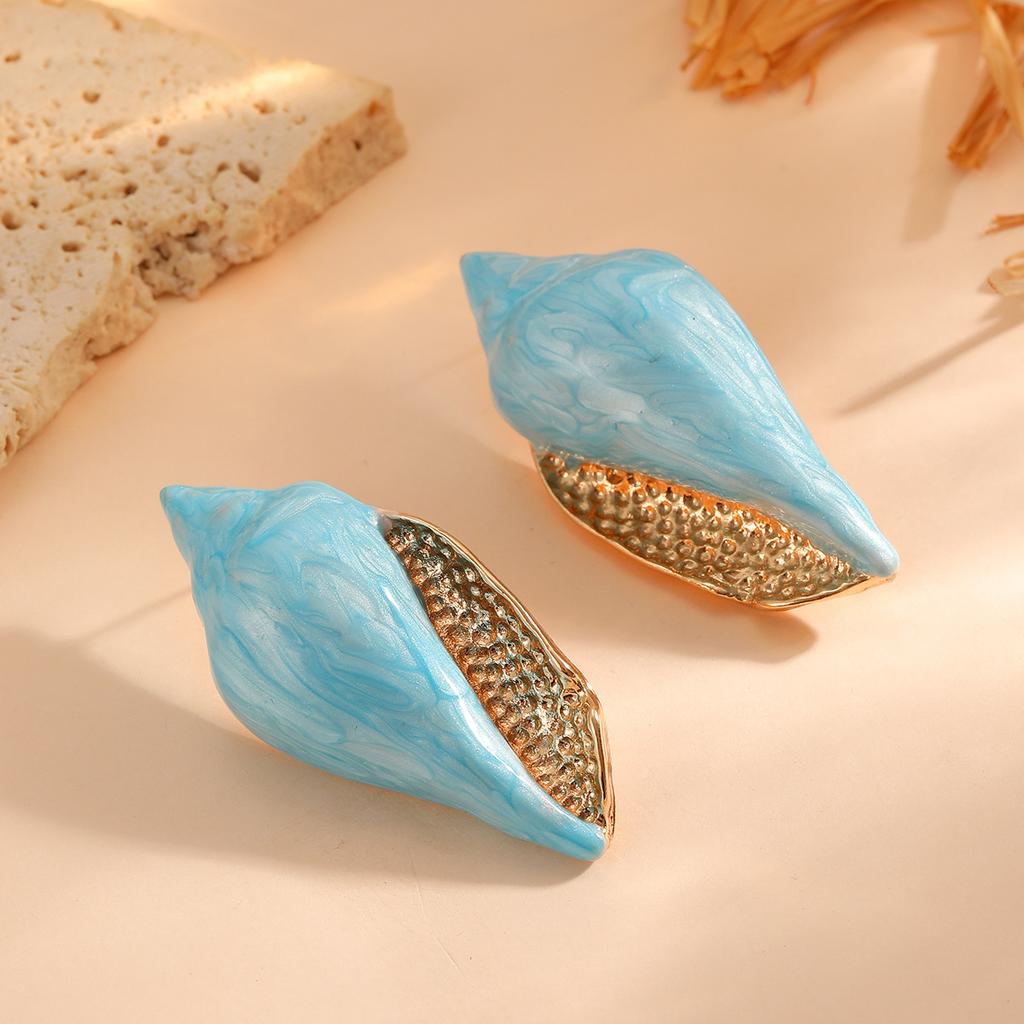 2026 Spring Collection European and American Exaggerated Ocean Vacation Style Conch Earrings Women's Fashion Earrings Bohemian