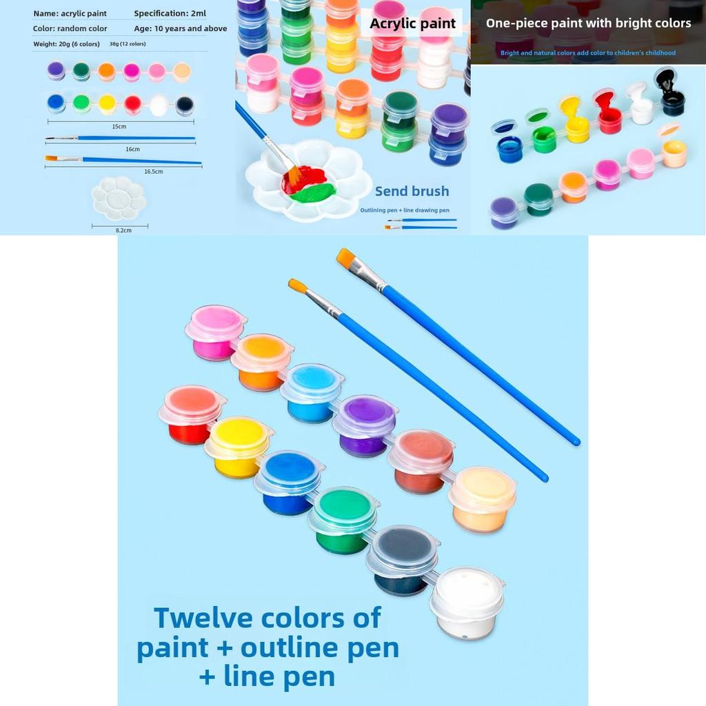 Childrens Art Set With 12 Acrylic Paints For Diy Science Experiment And Creative Coloring