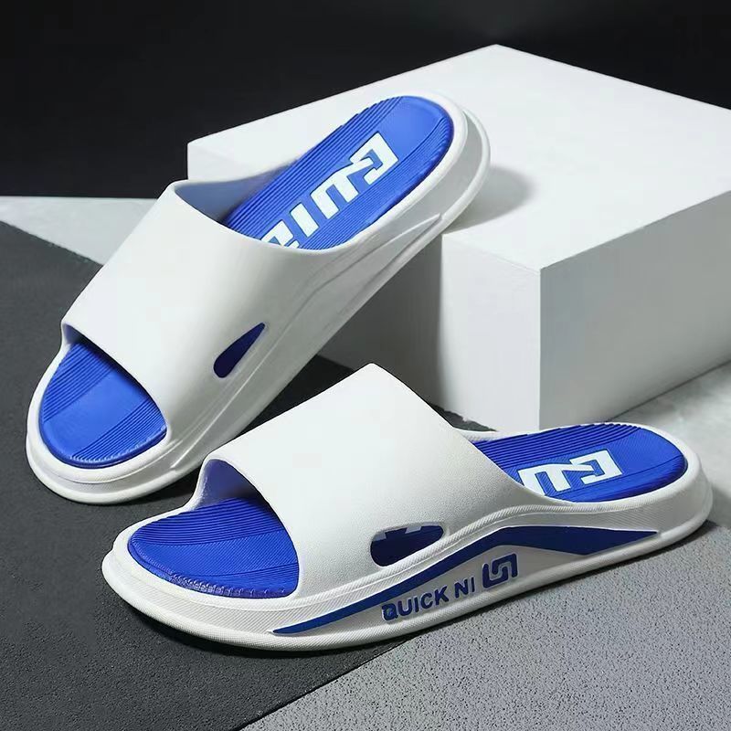 New slippers men's summer thick-soled outer wear sports wear-resistant indoor home non-slip one-word drag cool slippers