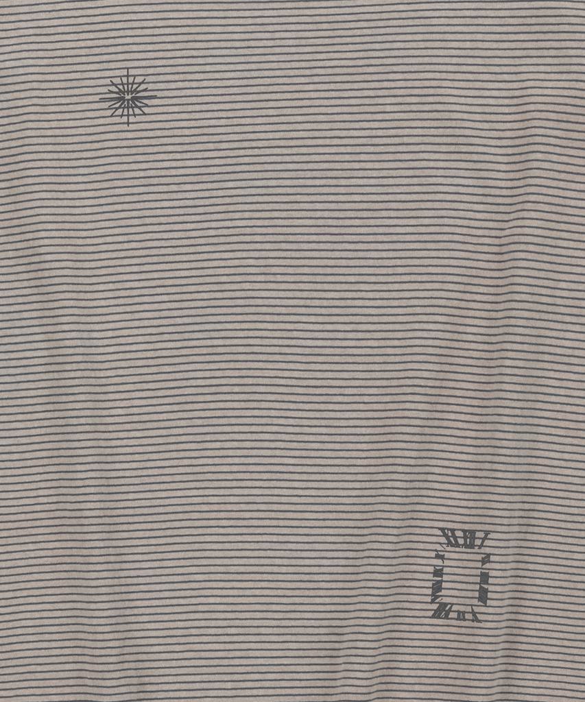 SLOWACID Pigment Stripe Stamp Short Sleeve T-Shirt [Oatmeal]