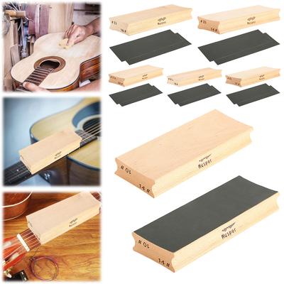 Guitar Sanding Block with Sandpaper Fret Wire Leveling Fingerboard Luthier Tool Wooden Radius Fingerboard Fret Leveling Tool