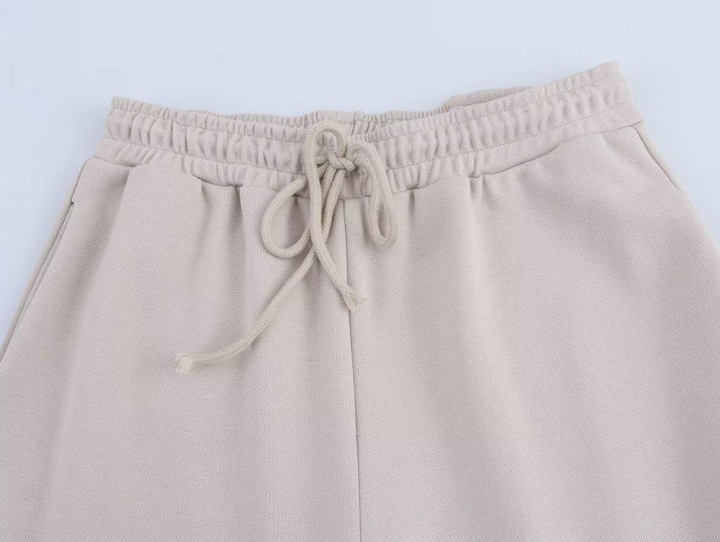 2025 Spring Women's European & American Style Poplin Patchwork Sweatshirt with Casual Long Pants