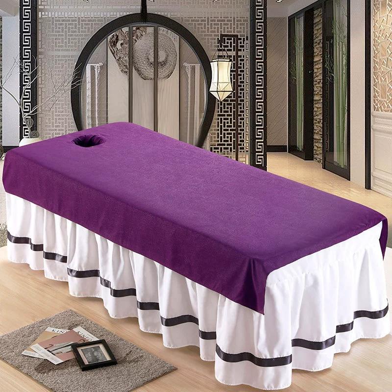 1PC Beauty Salon Soft Breathable Bedspread Comfortable Bed Cover Lightweight Bed Sheet with Holes Massage Bed