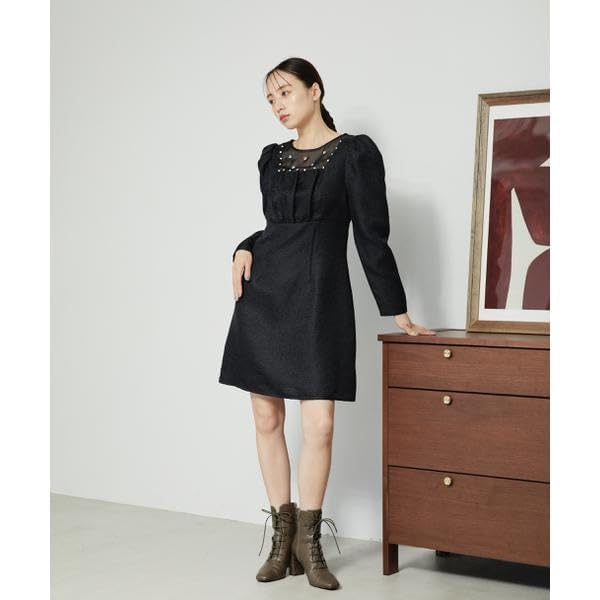 Jill by Jill Stuart Casual Beaded Mini Black Dress, Dress, Women's,