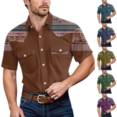 Men'S Fashionable Lapel And Shoulder Length Short Sleeved Casual Top