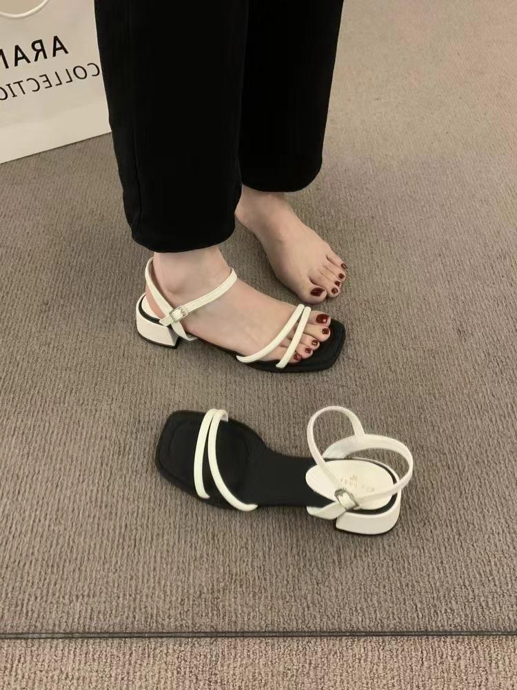 2025 Spring and Autumn New Roman Sandals Women's Open-toed High Heels Mezzanine Sandals French Niche Design Fairy