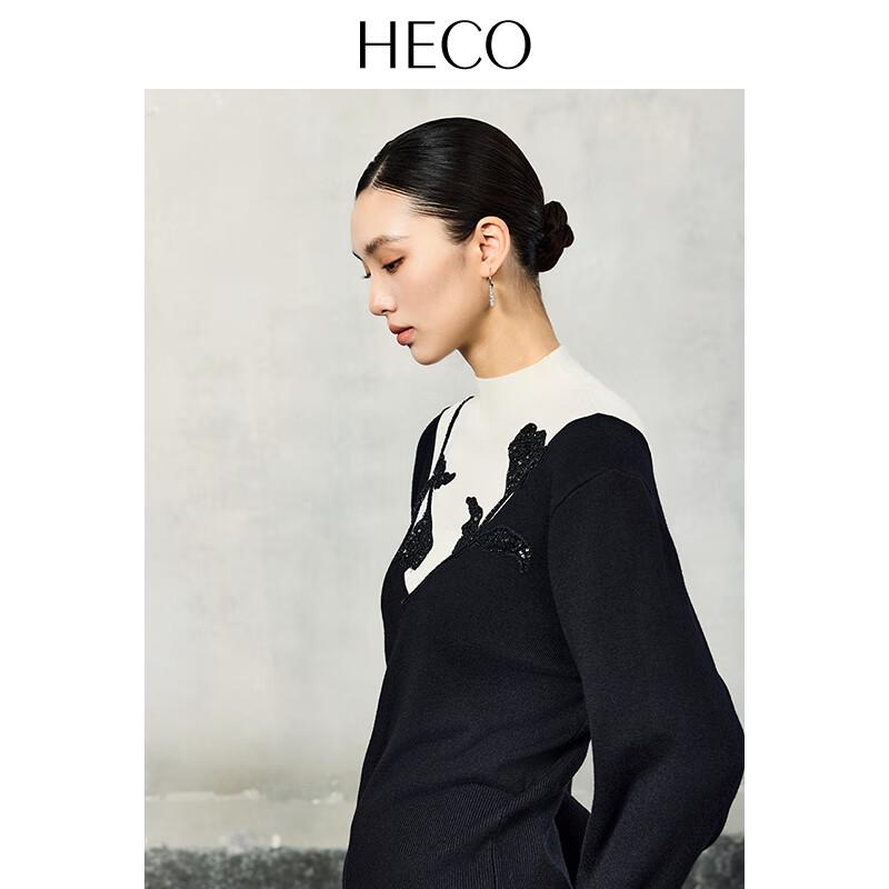 HECO Women s Embroidered Patchwork Semi-Turtleneck Base Layer Sweater M 10090₽