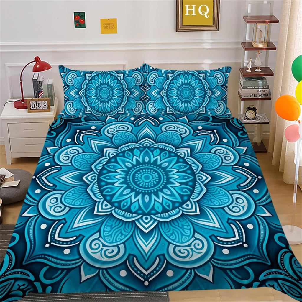 3D Indian Theme Bedding Set Paisley Flower Duvet Cover Pillowcase 2/3 US/UK/EU/AU Full Size Soft Quick Drying Decorative Quilt Cover