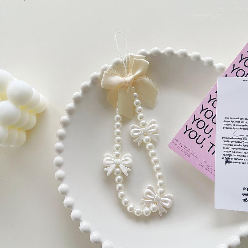 Pearl Love Mobile Phone Chain Beaded Mobile Phone Lanyard Short Strap