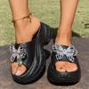 Fashion Glitter Butterfly Decoration Chunky Platform Eva Slippers Women Wedge High Heel Slides Women Thick Bottom Soft Cloud Slippers