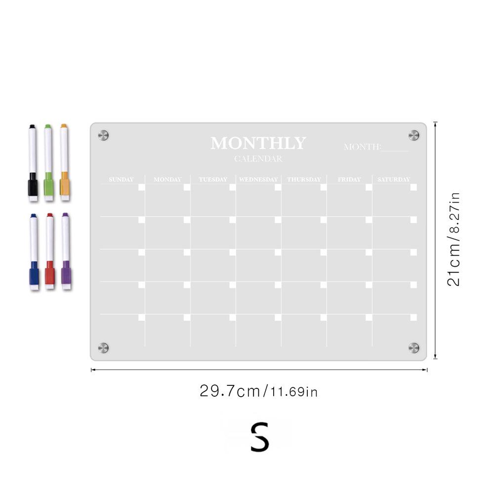 TYU370 July Magnetic Refrigerator Planning Board - Clear Acrylic Magnetic Memo Board