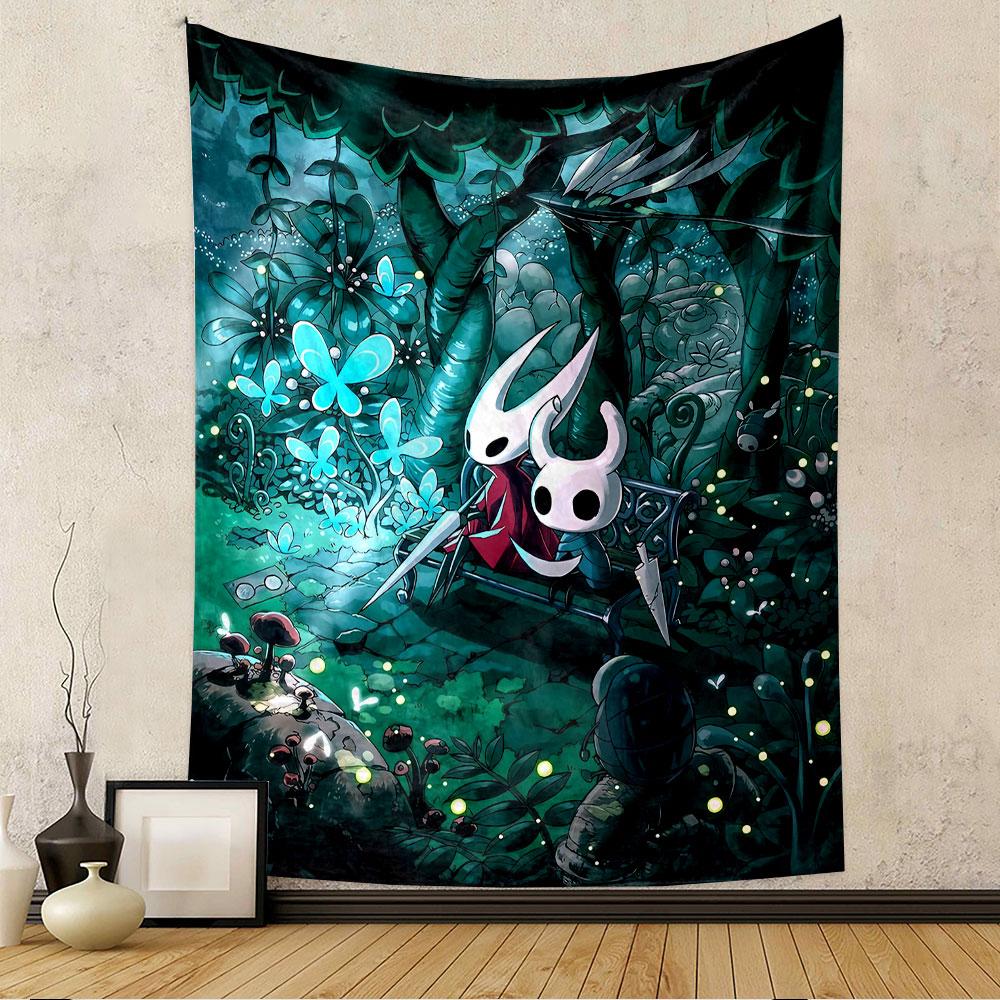 Hollow Knight Tapestry Wall Hanging, Indie Game Character Art, Gamer Wall Decor for Bedroom Living Room Dorm