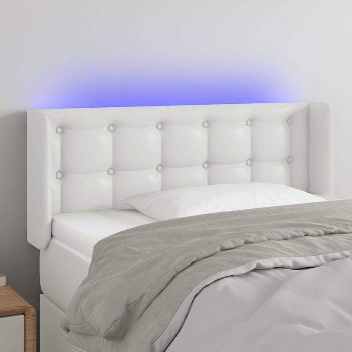 VidaXL Tête de Lit à LED Meuble de Chambre à Coucher Accessoire de Lit Simple Tête de Cadre de Lit Intérieur Blanc 3123309