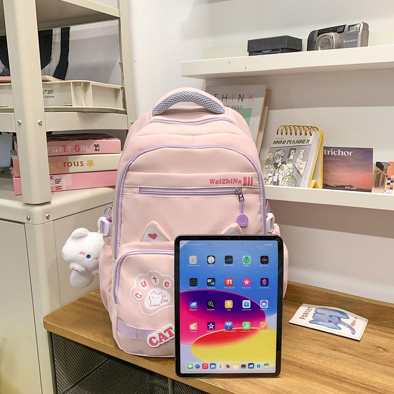 Middle School Student Schoolbag Women's Lightweight Backpack Cartoon Cat Large Capacity Backpack