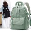 Solid Color School Backpack with Padded Top Handle Front Zipper Pocket Casual Daypack for Daily Use