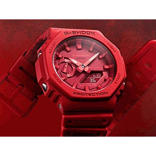 Casio G-Shock Men's Analog-Digital Casio Oak Watch, Red, GA-2100-4A, for Outdoor and Sports Use
