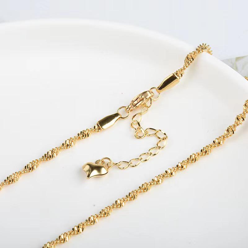 18K Titanium Twisted Rope Chain Clavicle Necklace with Starry Sky Bling for Women