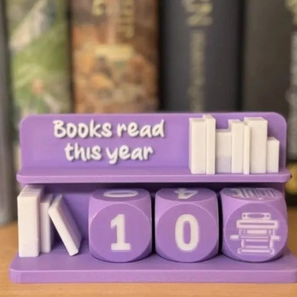 3D Printed 3D Book Read Counter Manual Counter Books Read This Year Sign Book Tracker Book Lover Sign Reading Counter