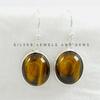 Tiger Eye Earring, 925 Sterling Silver Bezel Earring, Birthday Gift, Light Weight Earring, Oval Gemstone Earring, Handmade Earring