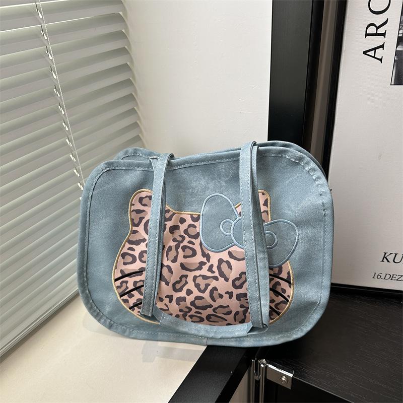 

Милая сумка-подмышка с кошкой, рюкзак с леопардовым принтом, новая женская сумка-тоут, женская сумка, сумка через плечо. синий