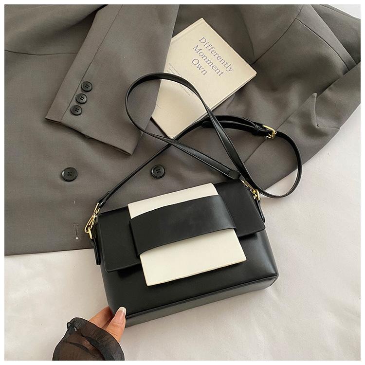 

2025 new splicing small square bag women s fashion versatile high-end texture handbag daily commuter women s bag messenger bag