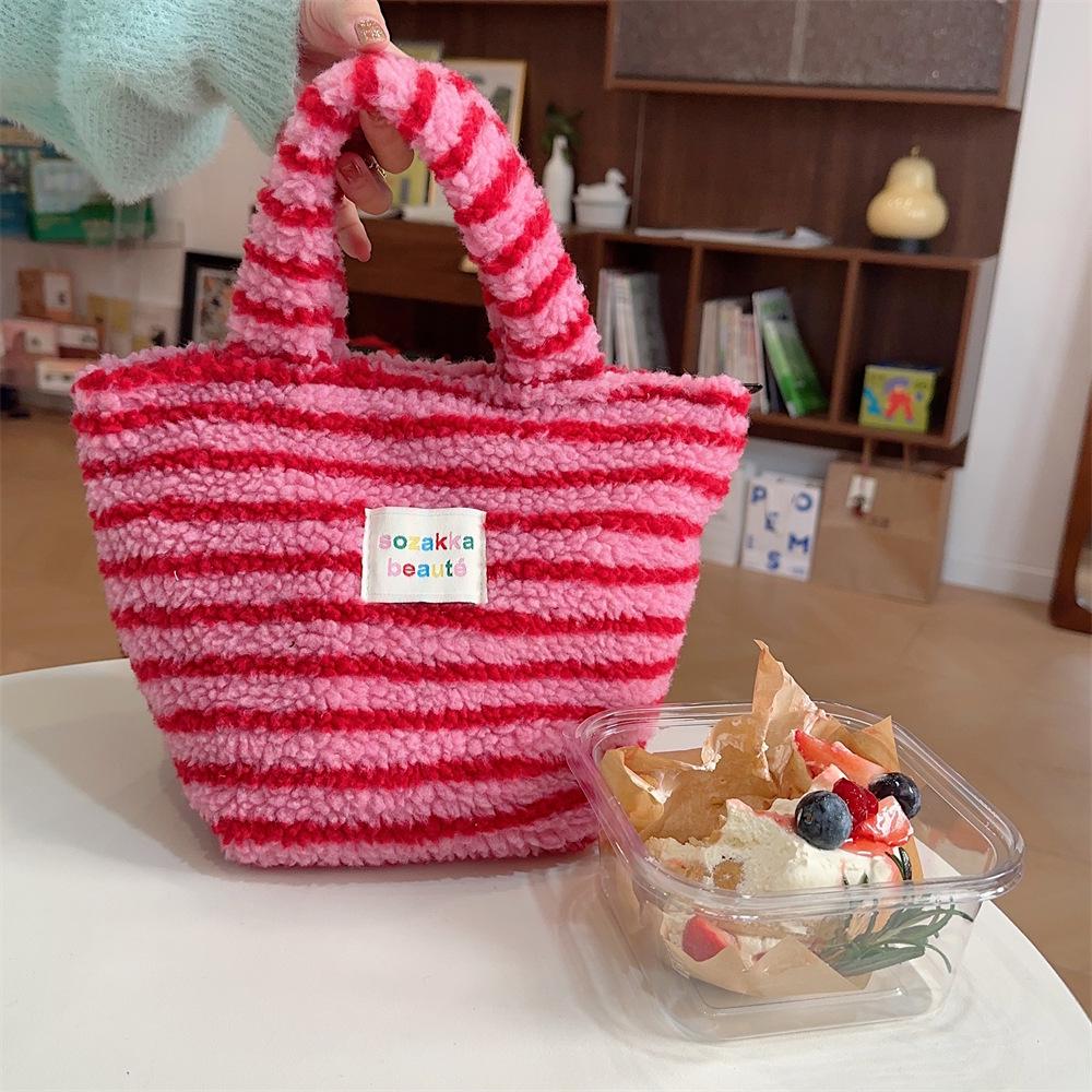 2023 Winter Fashion Women's Plush Polka Dot Handbag - Cute and Stylish for Work or Commute