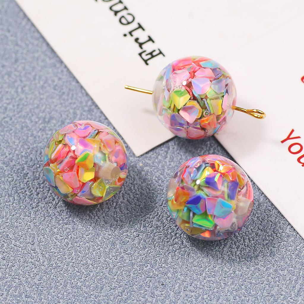 16Mm Colorful Color Resin Sequins Round Spaced Loose Beads For Jewelry Making Charms Bracelet Necklaces Keychain Diy Accessories