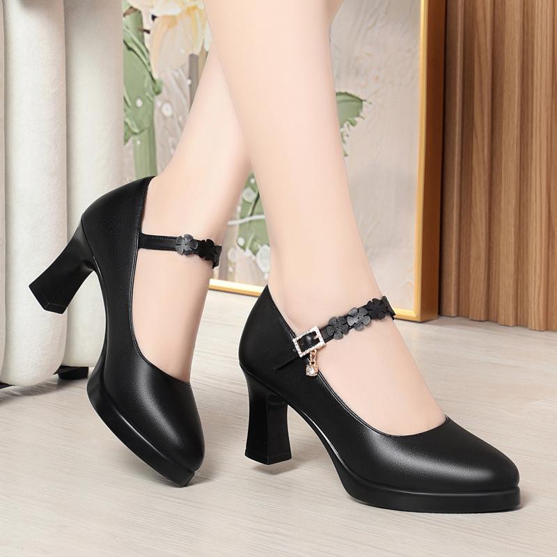 High Heels Platform Pumps 2025 Spring New Fashion High Heels Shoes Woman PU Leather Waterproof Shoes Femme Ladies Office Shoes