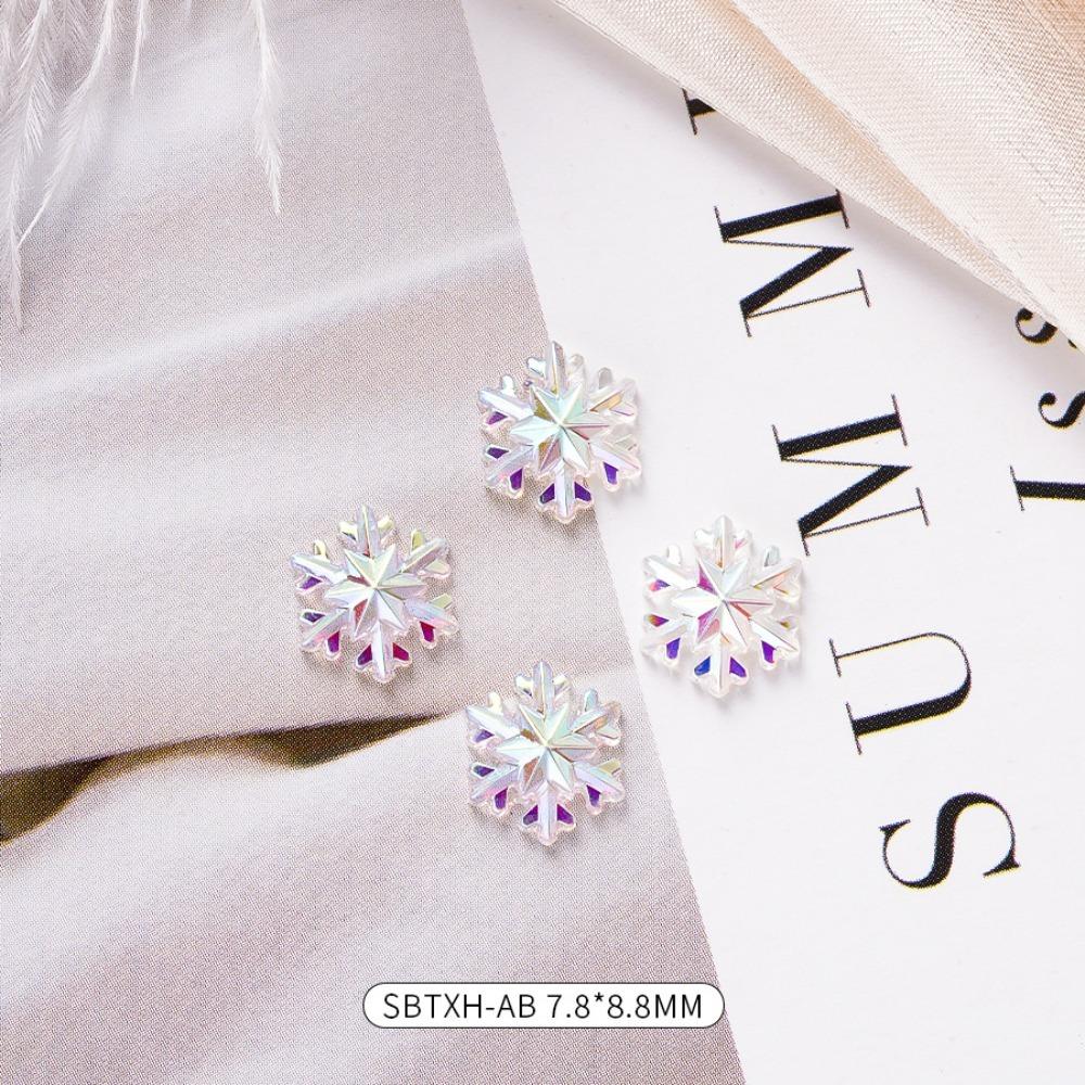 

50PCS Cute DIY Craft Resin Nail Art 3D Decorations Designer Charm Colored Snowflake Jewelry Accessory Christmas