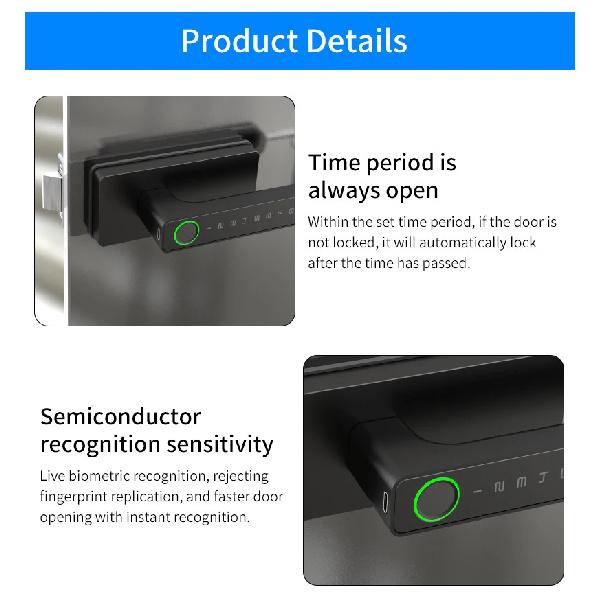 Smart Aluminum Alloy Glass Door Knobs Rotation Lock With Tuya App + Key Knobset Handle Metal Door Knob Lock For Bedroom Bathroom