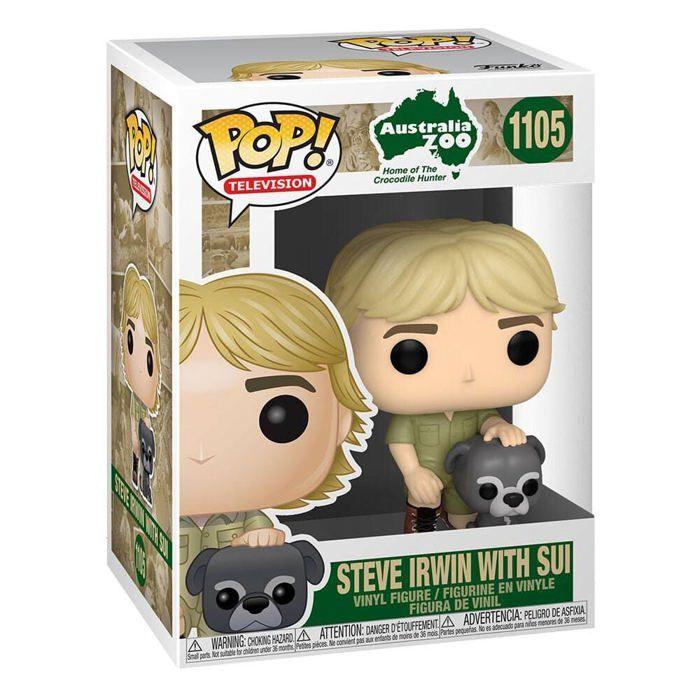 Figurine POP Steve Irwin avec Sui - FUNKO - Jouet de collection - 9cm - Noir