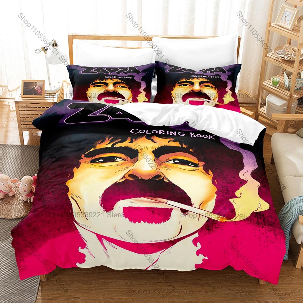 Leggenda del Rock Sperimentale Frank Zappa Stampa Integrale Set Biancheria da Letto 3 Pezzi Copripiumino + 2 Federe Teen Stanza del Dormitorio Decorazione per la Casa