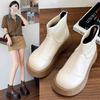Fashion 2025 New Women's Ankle Fashion Bohemian Style Boots Low Heel Platform Chunky Sole Lace Up Side Zipper Combat Biker Boots